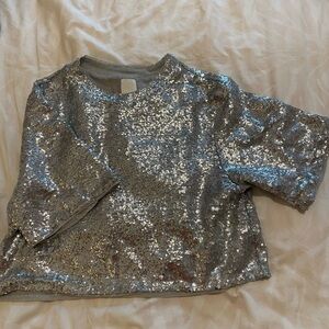 Sequin crop shirt, can be dressed up or down!